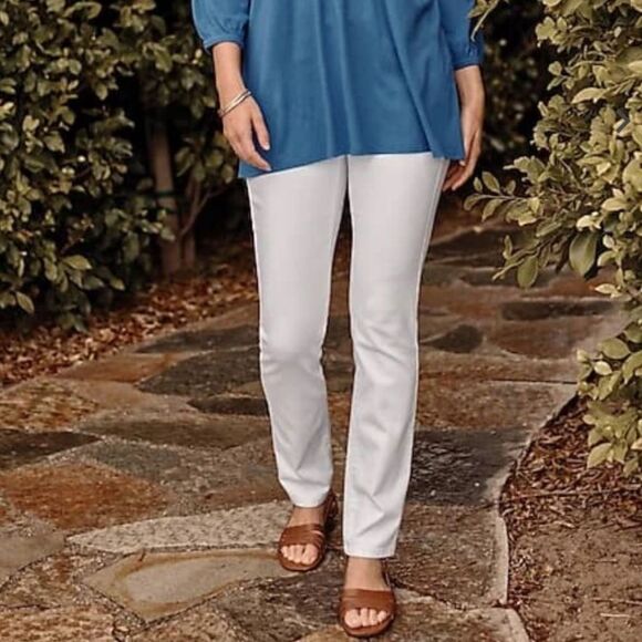 Eileen Fisher Ivory Color Slim Fit Mid Rise Crop Pants Size 16 - Picture 1 of 10